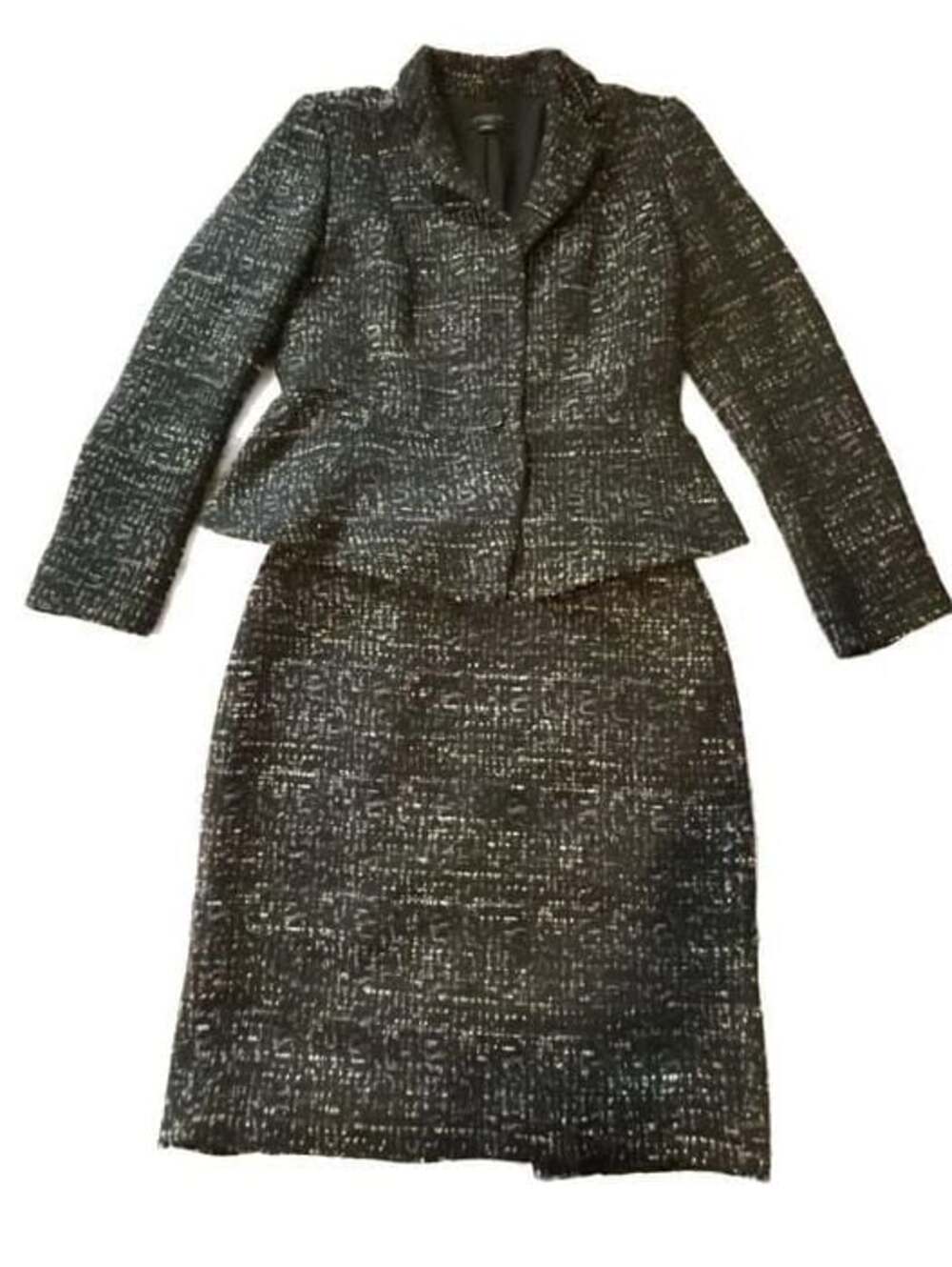 Ann Taylor Petite Tweed Blazer and Skirt Suit Set, Size 2P/4P